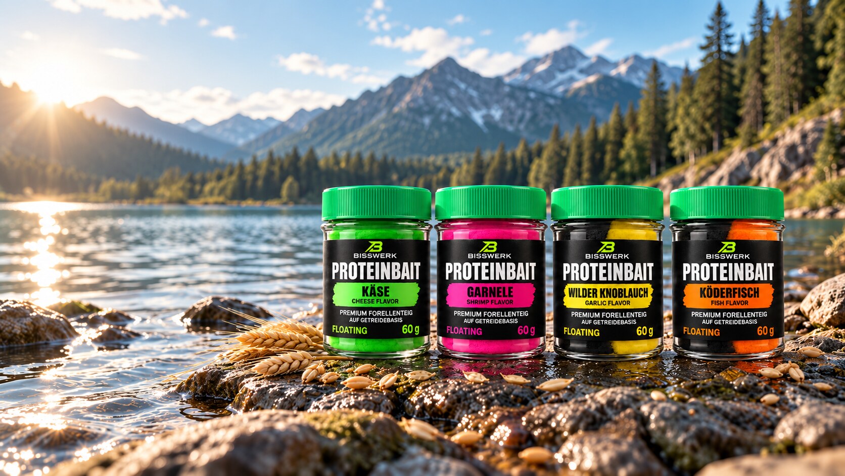 BISSWERK PROTEINBAIT – vier Sorten an einem alpinen Forellensee